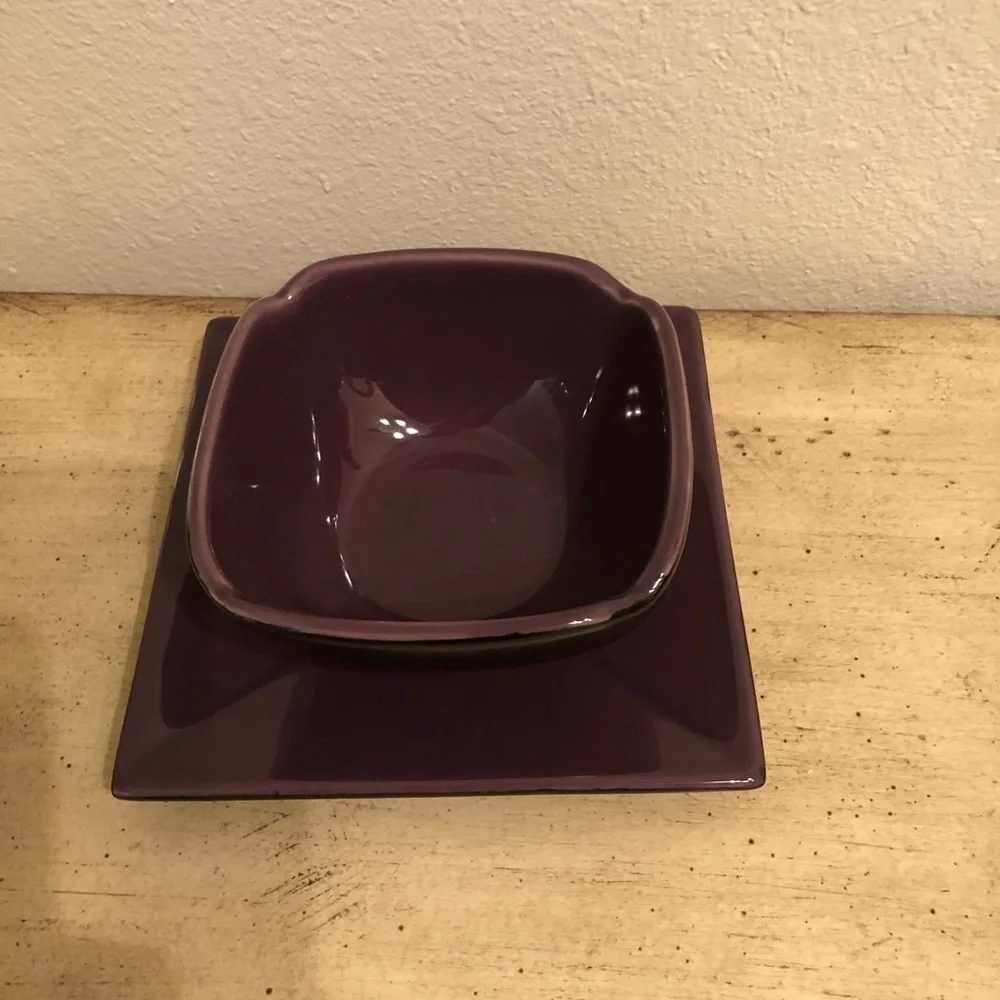 PartyLite Zen Purple Candle Holder and Plate Mint Condition
